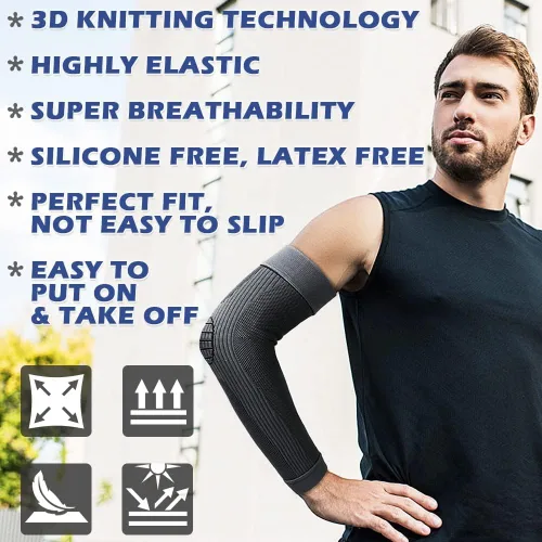 Vista 5 de beister Mangas de compresión para el brazo, soporte de codo, protección completa para hombres y mujeres (par)