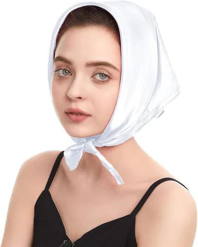 Vista 2 de Zando Bufanda de seda cuadrada de gasa de color sólido, bufandas retro para mujer, bufandas para el cuello, bufanda, monedero, bufanda