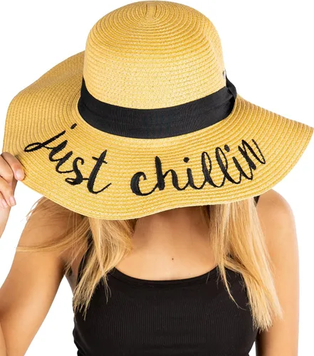 Vista 3 de Funky Junque Women's Sun Hat Embroidered Sayings