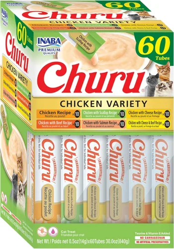 Vista 21 de INABA - Golosinas Churu para gatos, puré cremoso para gatos, sin cereales, que se puede lamer y exprimir / suplemento con vitamina E y taurina, 0.5
