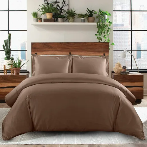 Vista 3 de Royal Hotel Bedding Funda de edredón de 500 hilos, 100% algodón, cierre de botón, suave y fresco, juego de funda de edredón de 2 piezas, tamaño Negro