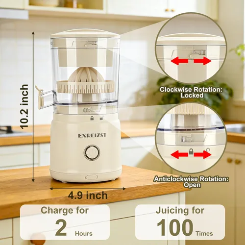 Vista 12 de Exprimidor eléctrico de cítricos, exprimidor naranja recargable del Juicer con USB-C