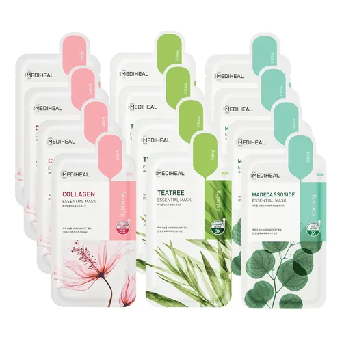 Vista 12 de Mediheal Oficial Mejor Máscara de Hoja Coreana - Máscara Facial Esencial de Colágeno y Árbol del Té, 20 Hojas, Lifting, Reafirmante, Calmante