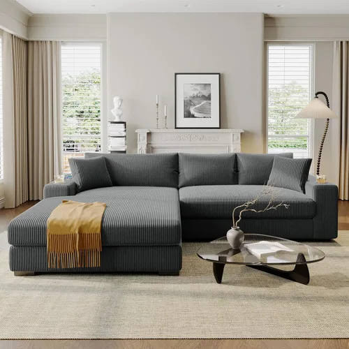 Vista 21 de WILLIAMSPACE Sofá modular Cloud de 107.9 pulgadas para sala de estar, moderno sofá tapizado de espuma de espuma para el suelo, sofá en forma de L