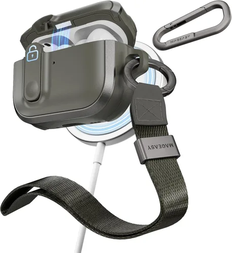 Vista 26 de MAGEASY Odyssey - Funda para AirPods Pro 2, funda resistente para AirPods Pro con bloqueo seguro, clip de mosquetón para protección a prueba