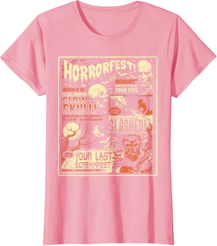Vista 13 de Vintage Horrorfest Movie Poster Terror Old Time Halloween Camiseta S Negro