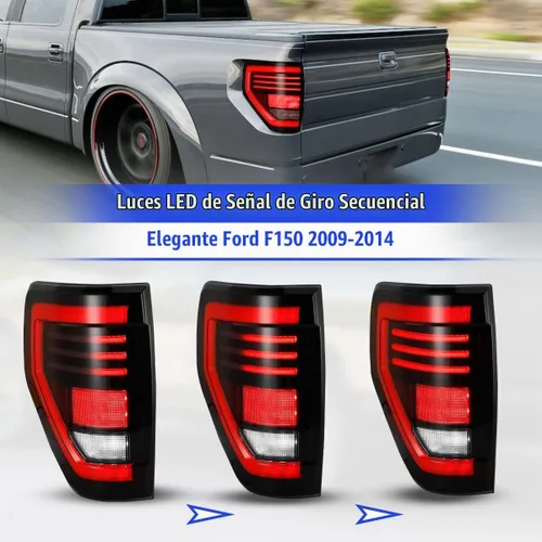 Vista 2 de ROXX Luces traseras F150, conjunto de luces traseras secuenciales LED para Ford F150 2009-2014 modelo Styleside solamente, par de luces traseras LED