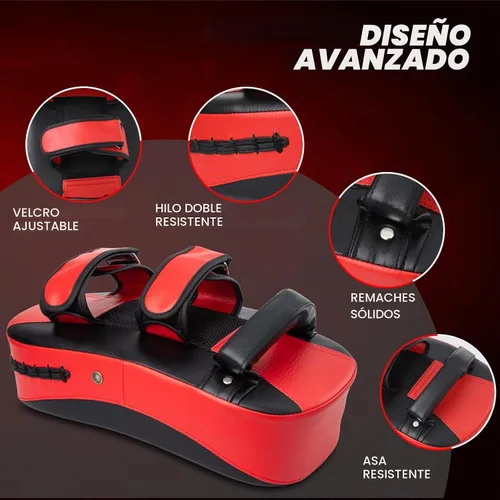 Vista 4 de Muay Thai Kick Pad, 24 pulgadas y 15 pulgadas, escudo de golpe de entrenamiento de kickboxing para artes marciales, solo almohadilla Rojo