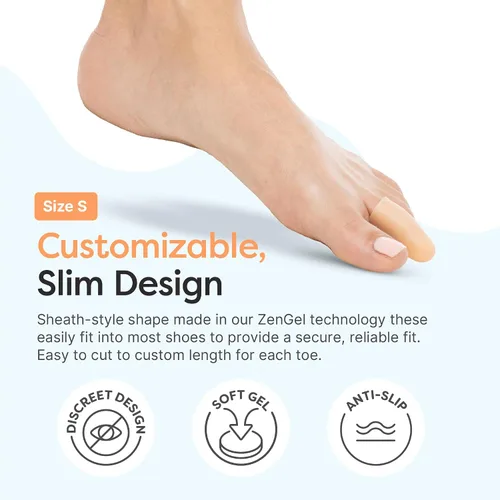 Vista 2 de ZenToes Paquete de 6 protectores de gel para los dedos de los pies, amortigua y protege para proporcionar alivio de uñas perdidas o encarnadas, Beige
