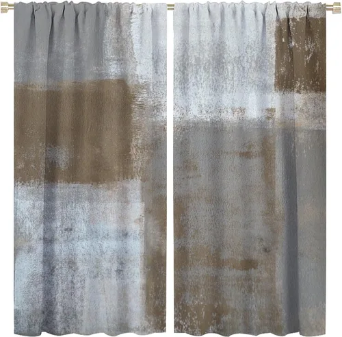 Vista 25 de Cortinas rústicas occidentales marrones con patrón de cornamenta para puerta, con bolsillo para barra, cortinas de ventana para dormitorio, sala