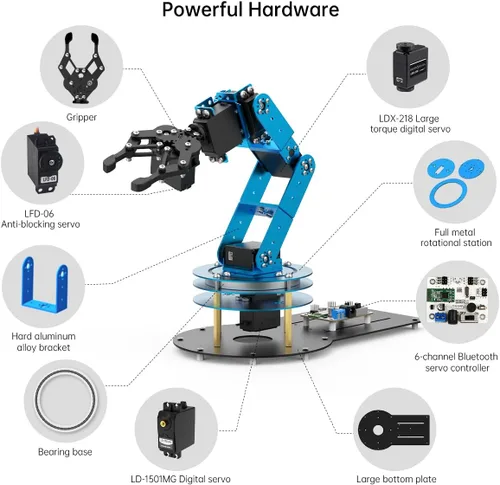 Vista 6 de LewanSoul Kit de brazo robótico 6DOF brazo de robot de programación con 5 servo, mango, garra mecánica y más, control de aplicación de software