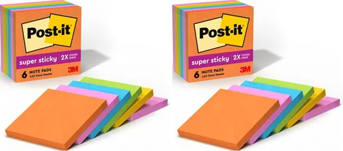 Vista 10 de Post-it Notas súper adhesivas, 3 x 3 pulgadas, 6 blocs, 2 veces el poder de adherencia, colección Energy Boost, colores brillantes