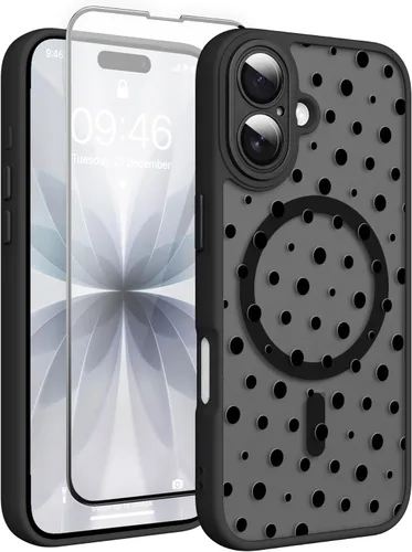 Vista 96 de Magnético para iPhone 13 con protector de pantalla [Compatible con MagSafe] Diseño de patrón floral de flores bonitas, funda delgada a prueba