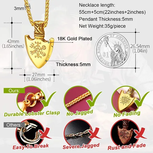 Vista 5 de FaithHeart - Collar de runa vikinga nórdica con cadenas ajustables de cueroacero inoxidable trenzadas para hombres y mujeres, regalo de joyería