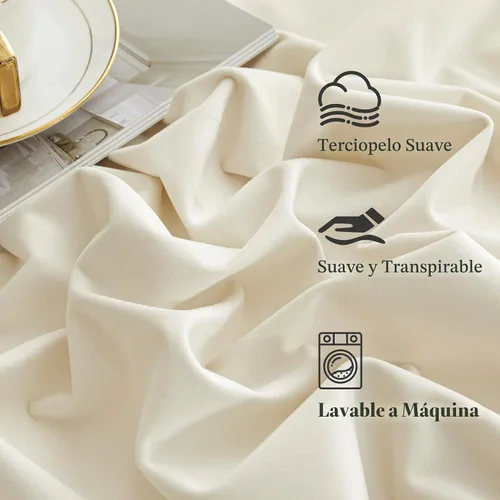 Vista 2 de KGORGE - Cortinas opacas de terciopelo beige de 84 pulgadas, 2 paneles para dormitorio