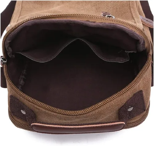 Vista 7 de Bolso bandolera de lona pequeño para el hombro, bolso de viaje, bolso cruzado simple casual para mujeres y hombres, Mejora negro, Clásico, portátil
