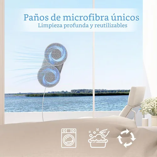 Vista 5 de Tosima W2 Robot limpiador de ventanas, limpieza automática con planificación inteligente de rutas, potencia de succión de 3800 Pa, tecnología