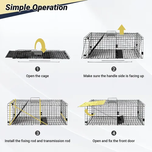 Vista 5 de Trampas para animales Live Catch 42" x 15.7" x 17.7", jaula