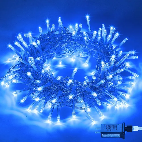 Vista 23 de JMEXSUSS - Tira de 100 luces led para interiores, 8 modos, enchufables, parpadeantes, 33 pies, luces navideñas para exteriores, a prueba de agua