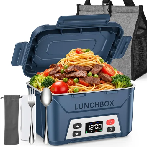 Vista 12 de EAST OAK Caja de almuerzo eléctrica inalámbrica para adultos, caja de almuerzo autocalentable recargable de 5.5 tazas - Calentamiento automático