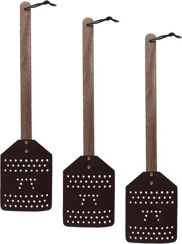 Vista 10 de Outset 76616 Matamoscas de madera de acacia y cuero estilo amish, 17.5 pulgadas, marrón