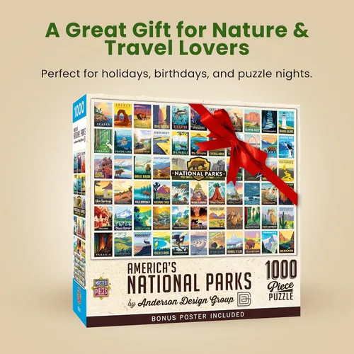 Vista 7 de MasterPieces National Parks Maps - Rompecabezas de 1000 piezas para adultos, familia o jóvenes - Parques Nacionales de Estados Unidos por Anderson