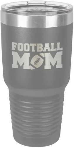 Vista 18 de FOOTBALL MOM - Vaso negro de 30 onzas con popote y tapa superior deslizante Taza de viaje de acero inoxidable Comparar con Yeti Rambler