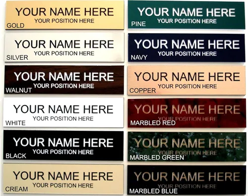 Vista 6 de Placa de identificación de oficina 2x8 - Material de señalización grabado con láser - oro o elegir - Personalizar