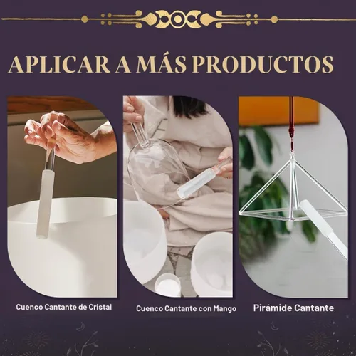 Vista 7 de Mazo para Cuenco Cantante Base Acrílica Transparente Mazo Percutor de Goma de Silicona para Tocar Cuenco Cantante de Cristal de Cuarzo con Bolsillo