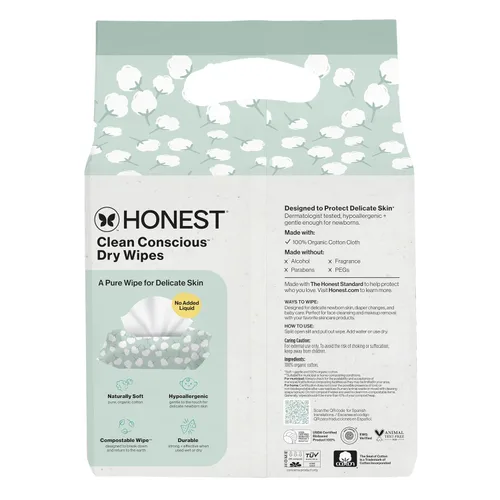 Vista 9 de The Honest Company - Toallitas secas de algodón orgánico 100% puro, 192