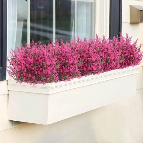 Vista 4 de GREENRAIN 8 ramilletes de flores artificiales de lavanda 6#rosa intenso