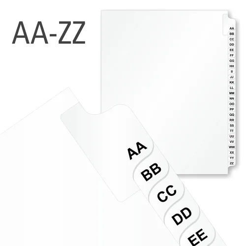 Vista 4 de SmartSign Collated Dividers - Pestañas adhesivas de doble alfabeto AA-ZZ 8.5 x 11 pulgadas, paquete de 50 juegos, fabricadas en Estados Unidos