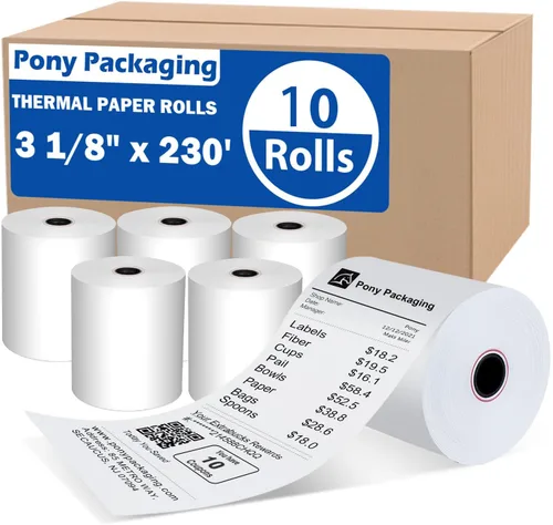 Vista 10 de Rollos de papel térmico de recibo de 2 1/4 "x 50' 50 rollos, papel de recibo sin BPA