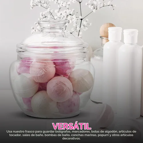 Vista 6 de Modern Innovations Tarro de dulces y galletas de 40 onzas con tapa, tarro de boticario transparente de acrílico premium, decoración de bodas