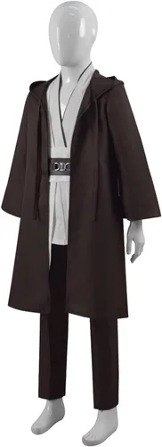 Vista 2 de Disfraz de Anakin para niños, túnica de caballero con capucha, uniforme completo de Jedi, disfraz para Halloween, cosplay