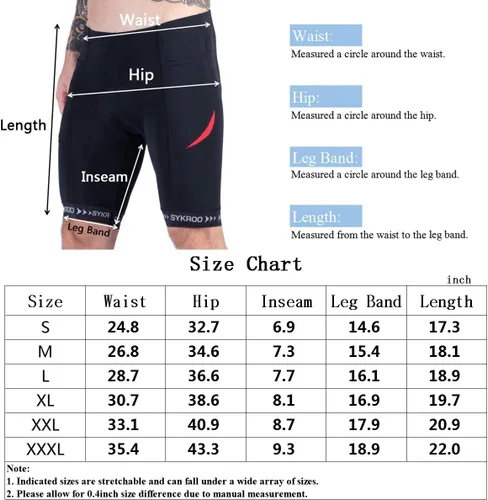 Vista 7 de Cycle Shorts Men Padded Bicycle Riding Pants Bike Biking Clothes Accessories Pockets UPF 50+