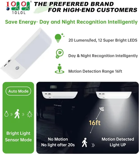 Vista 2 de 10L0L Luz Universal para Techo de Carrito de Golf, Luz Cúpula LED Recargable por USB con Sensor de Movimiento Inalámbrico