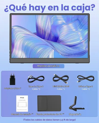 Vista 6 de Monitor portátil inalámbrico de 15,6 pulgadas para soporte portátil AirPlay