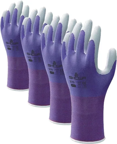Vista 6 de SHOWA Atlas 370B - Guantes de trabajo profesionales de nitrilo para paisajismo, jardinería y montaje, guantes de uso general