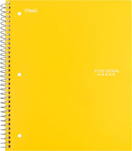 Vista 9 de Five Star, cuaderno en espiral, 3 materias, con papel rayado ancho, 150 hojas, 10-1/2 x 8 pulgadas, Amarillo