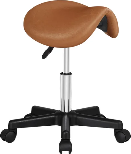Vista 10 de Yaheetech Taburete con ruedas con ruedas, silla de salón ajustable, color Negro