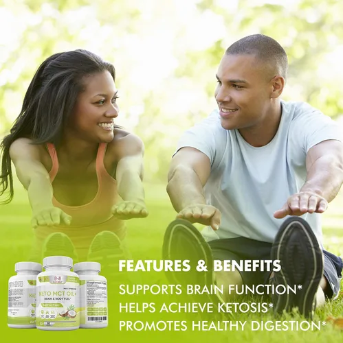 Vista 4 de Keto MCT - Cápsulas de aceite con C8 y C10, cetosis de acción rápida, combustible para el cerebro y el cuerpo para mujeres y hombres, todo natural