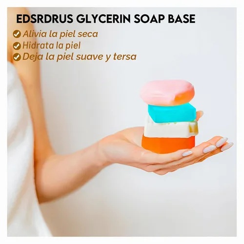 Vista 3 de EDSRDRUS Base de jabón aromática de 1 libra hecha a mano con aloe vera y aceite de coco, base de jabón hidratante para derretir y verter