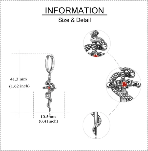 Vista 5 de Aretes de plata de ley con estampado de pata, espada, pavo real, calavera, perro, gato, serpiente, pequeños aretes de aro para cachorros, joyería