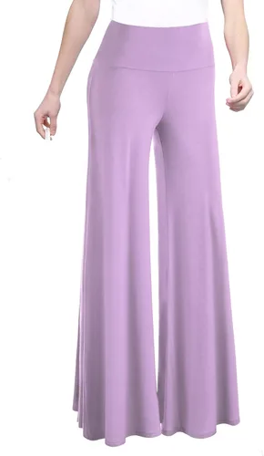 Vista 8 de Made By Johnny MBJ - Pantalones Palazzo de pierna ancha sólidos y teñidos con técnica batik, cómodos y casuales para mujer (XS~5XL)