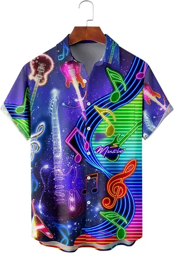 Vista 3 de 2023 Mens Bowling Shirts Floral Hawaiian Shirt Men Women Turn Down Collar Vintage Street T Shirts with Pockets for