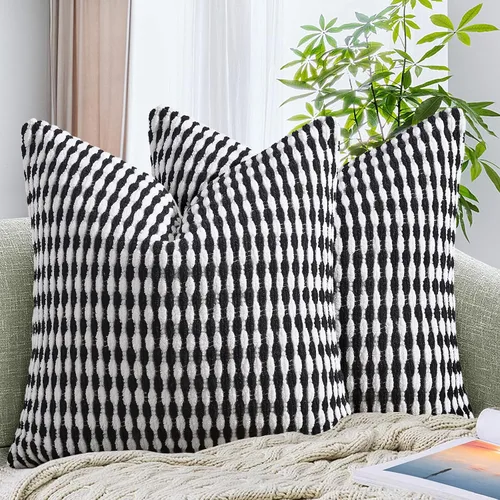 Vista 31 de AmHoo - Funda decorativa de almohada estilo bohemio de chenilla, funda de almohada con borlas tuftadas para sofá, cama, dormitorio, sala de estar