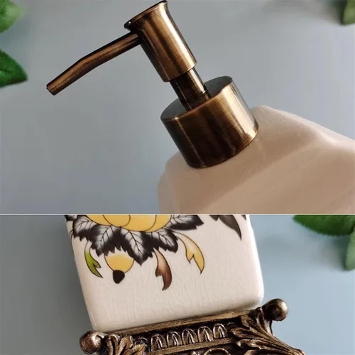 Vista 3 de Bathroom Soap Dispenser 340ML Personalized Crack Ceramic Soap Dispenser Retro Large Lotion Sub Bottle Resin Base Reusable Pump-Bottles Dispensers