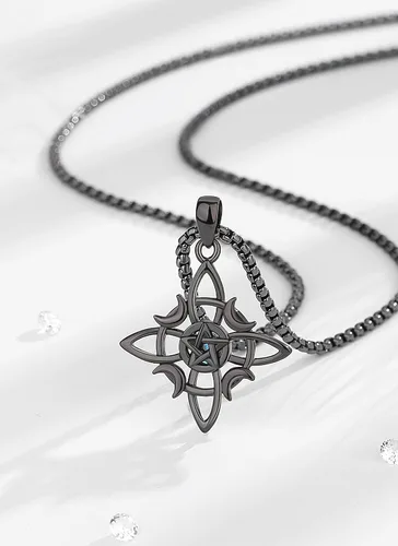 Vista 3 de CELESTIA Nudo de Bruja Plata 925 - Collar de plata de ley original con nudo de brujas para mujer, cadena extensora de 20 pulgadas + 2 pulgadas