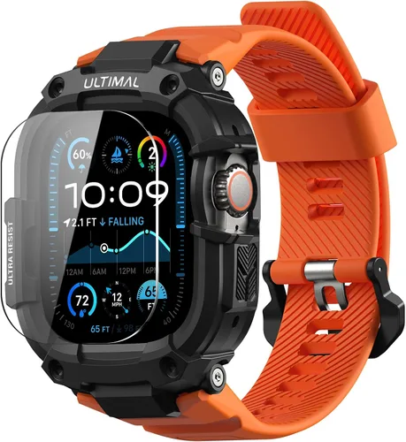 Vista 15 de ULTIMAL Correa resistente compatible con Apple Watch Band de 1.614 pulgadas, 1.575 pulgadas, SE3 SE2 SE Series 9/8/7/6/5/4 con funda, correa a